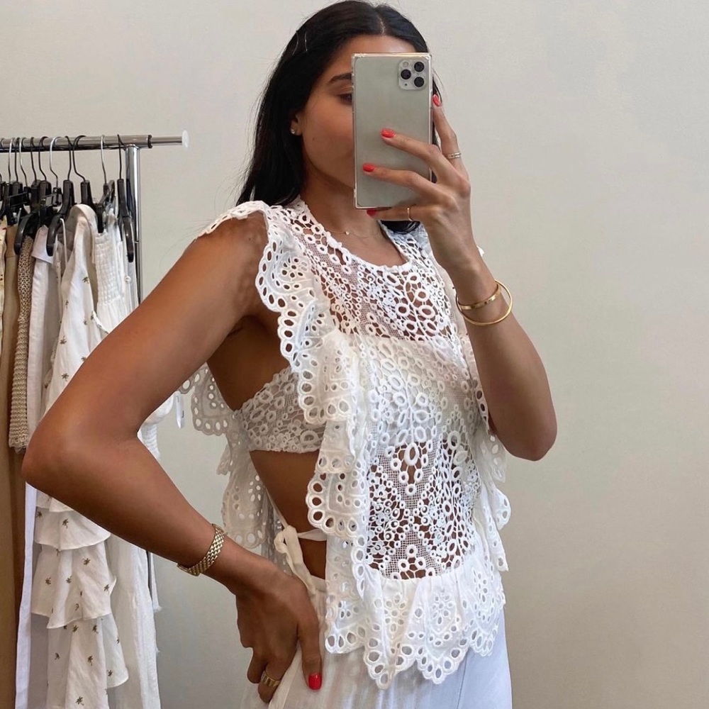 White eyelet top
